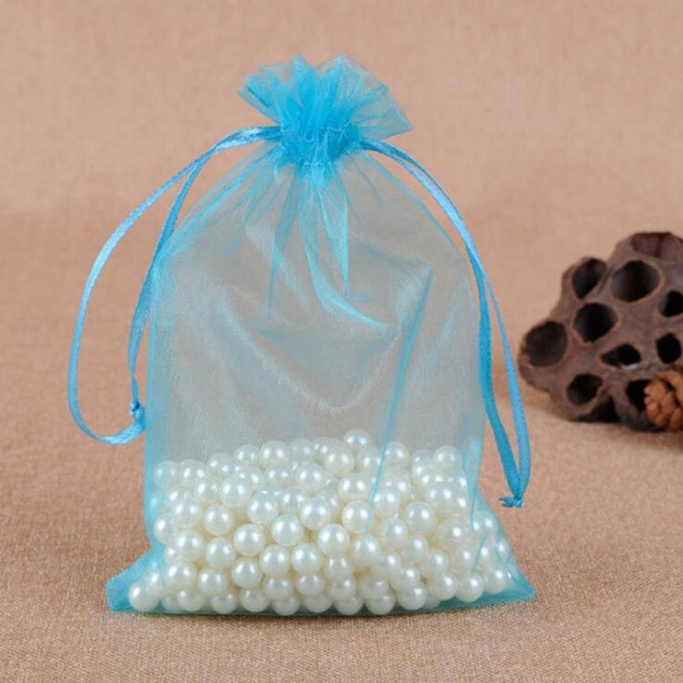100 PCS Gift Bags Jewelry Organza Bag Wedding Birthday Party Drawable Pouches, 10x15cm 10x15cm Lake Blue