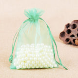 100 PCS Gift Bags Jewelry Organza Bag Wedding Birthday Party Drawable Pouches, 10x15cm 10x15cm Light Green