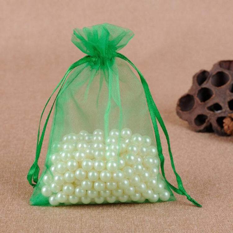 100 PCS Gift Bags Jewelry Organza Bag Wedding Birthday Party Drawable Pouches, 10x15cm 10x15cm Grass Green