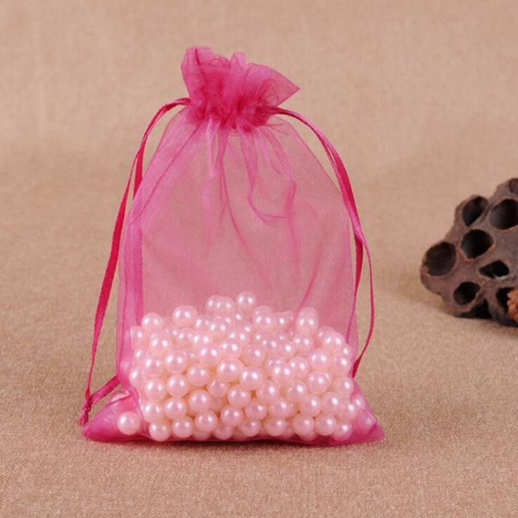 100 PCS Gift Bags Jewelry Organza Bag Wedding Birthday Party Drawable Pouches, 10x15cm 10x15cm Dark Pink