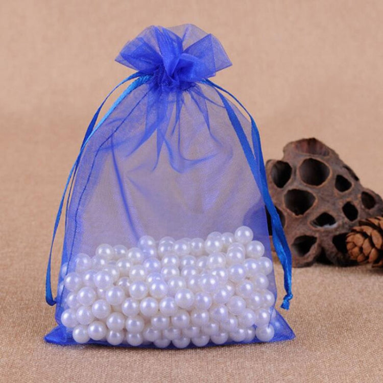 100 PCS Gift Bags Jewelry Organza Bag Wedding Birthday Party Drawable Pouches, 10x15cm 10x15cm Sapphire Blue
