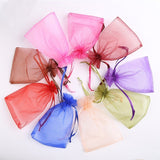 100 PCS Gift Bags Jewelry Organza Bag Wedding Birthday Party Drawable Pouches, 13X18cm