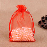 100 PCS Gift Bags Jewelry Organza Bag Wedding Birthday Party Drawable Pouches, 20x30cm 20x30cm Red