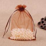 100 PCS Gift Bags Jewelry Organza Bag Wedding Birthday Party Drawable Pouches, 20x30cm 20x30cm Coffee