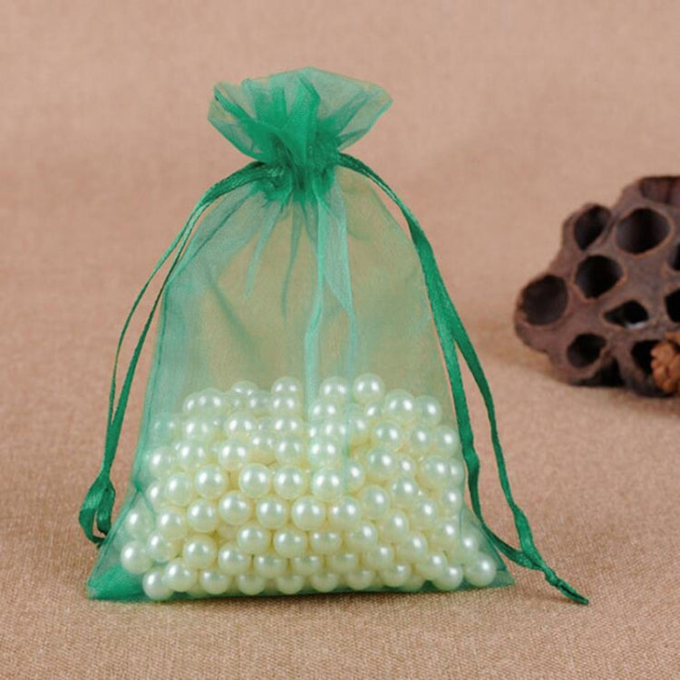 100 PCS Gift Bags Jewelry Organza Bag Wedding Birthday Party Drawable Pouches, 20x30cm 20x30cm Blackish Green