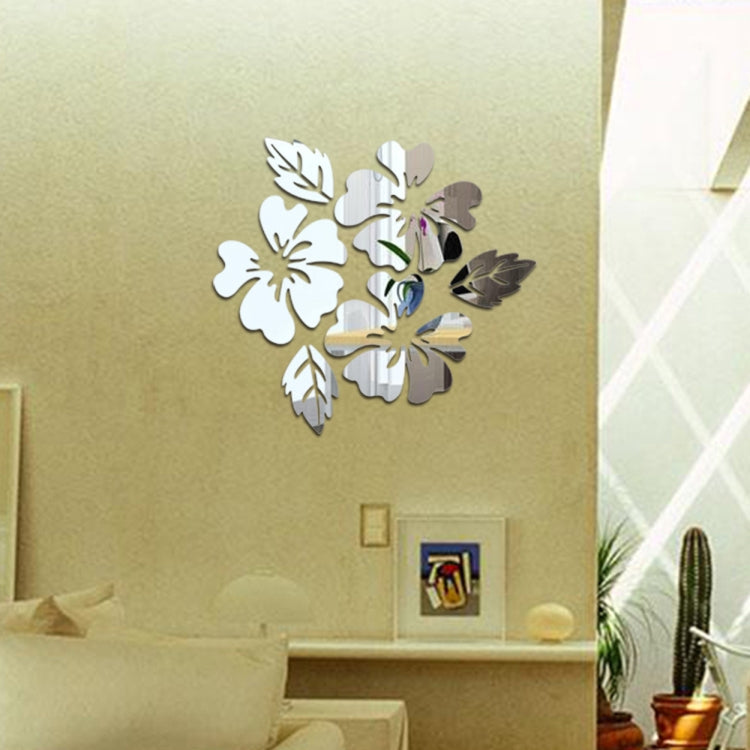 2 Sets Flower Pattern Wall Sticker Home Decor 3D Wall Decal Art DIY Mirror Wall Stickers Living Room Decoration