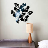 2 Sets Flower Pattern Wall Sticker Home Decor 3D Wall Decal Art DIY Mirror Wall Stickers Living Room Decoration Black