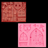 2 PCS Cartoon House Wooden Window Shape Silicone Candy Mold Fairy Tale Cake Decorating Tool, House Wooden Window Shape House Wooden Window Shape