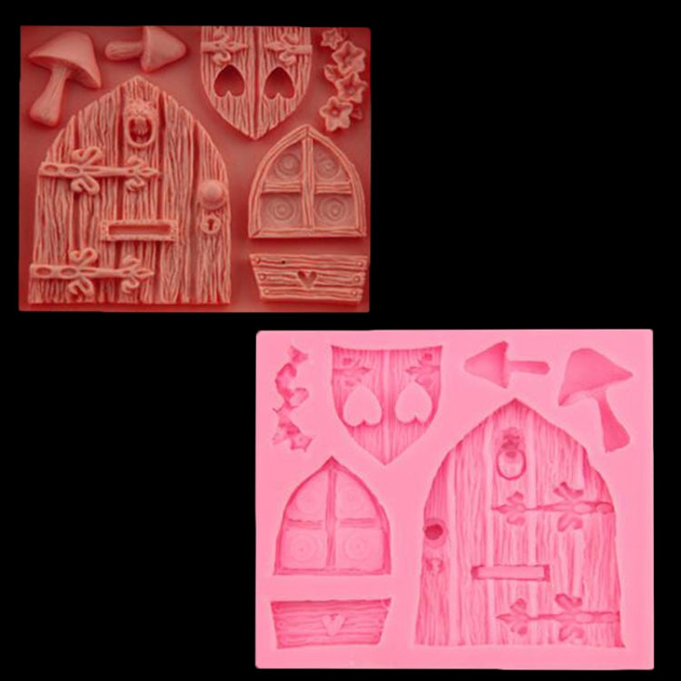 2 PCS Cartoon House Wooden Window Shape Silicone Candy Mold Fairy Tale Cake Decorating Tool, House Wooden Window Shape House Wooden Window Shape