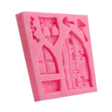 2 PCS Cartoon House Wooden Window Shape Silicone Candy Mold Fairy Tale Cake Decorating Tool, House Wooden Window Shape