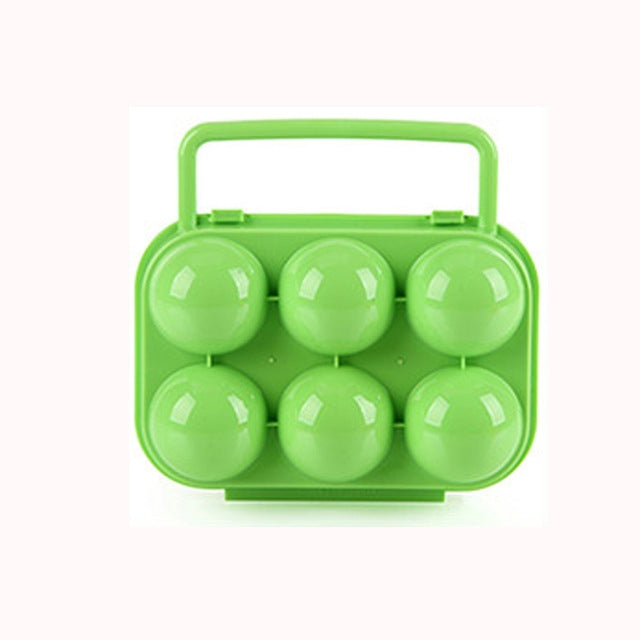 Portable Handle 6 Eggs Plastic Container Egg Storage Box Case, 6 Eggs Green, 6 Eggs Orange, 6 Eggs Blue