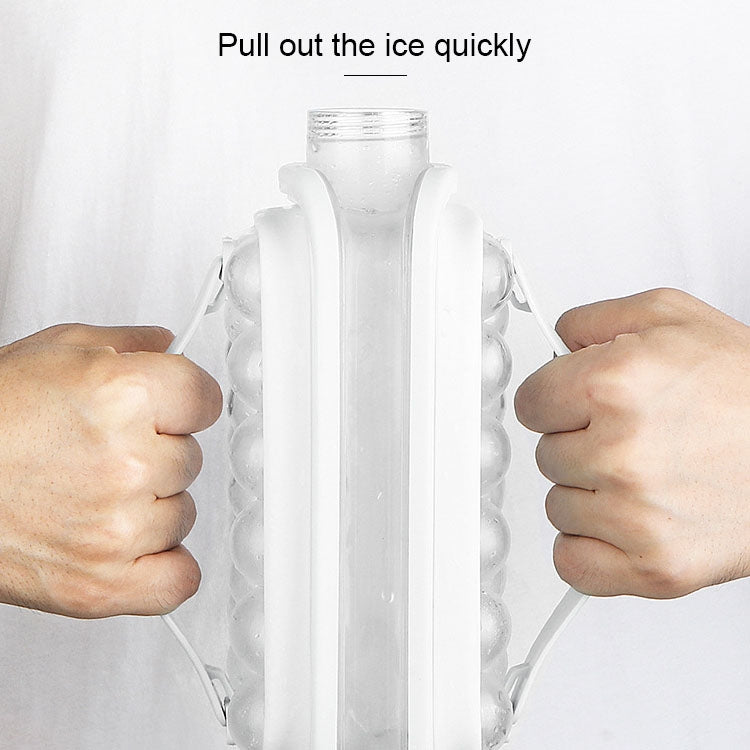 2 in 1 Round Ice Cube Mold Portable Ice Ball Maker Bottle Kettle with Lid White, 17 Grid