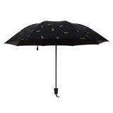Feather Pattern Umbrella Dual-Use Three Folding Manual Control Portable Sunscreen Rain Umbrellas Windproof Parasol