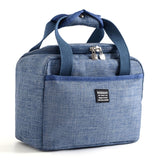 Thickened Handheld Lunch Bag Insulated Bento Bags Kids Lunch Kits Light Blue