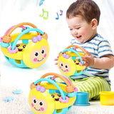 Soft Rubber Cartoon Bee Hand Knocking Rattle Dumbbell Early Educational Toy for Kid Hand Bell Baby Toy, Bee Dumbbell