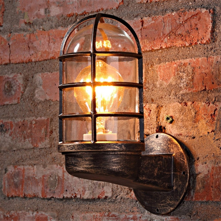 Retro Industrial Cage Wall Lamp Attic Interior Lighting Iron Copper Wall Lamp without Bulb, Black, Bronze