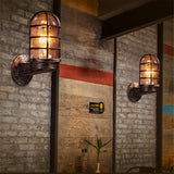 Retro Industrial Cage Wall Lamp Attic Interior Lighting Iron Copper Wall Lamp without Bulb, Black, Bronze