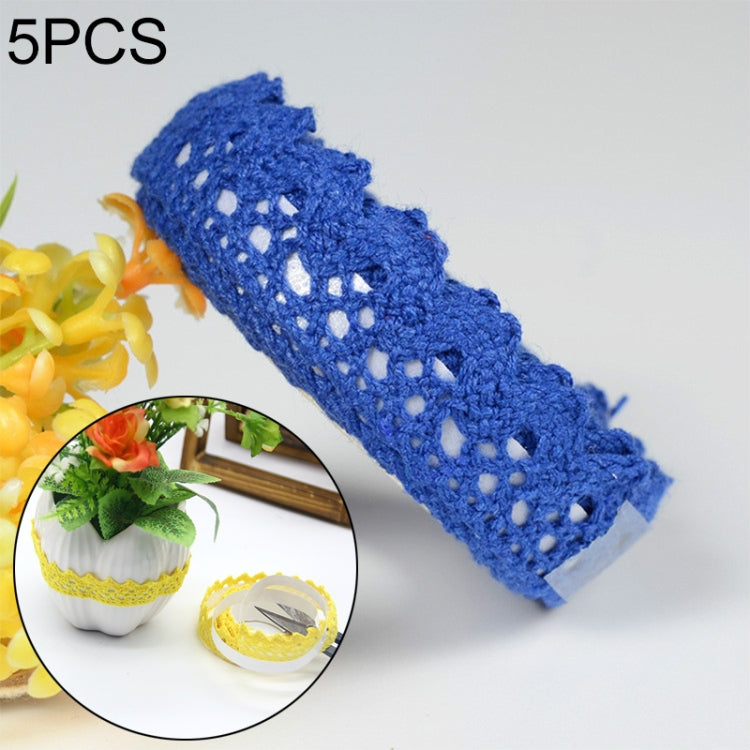 5 PCS Cotton Lace Fabric White Crochet Lace Roll Ribbon Knit Adhesive Tape Sticker Craft Decoration Stationery Supplies