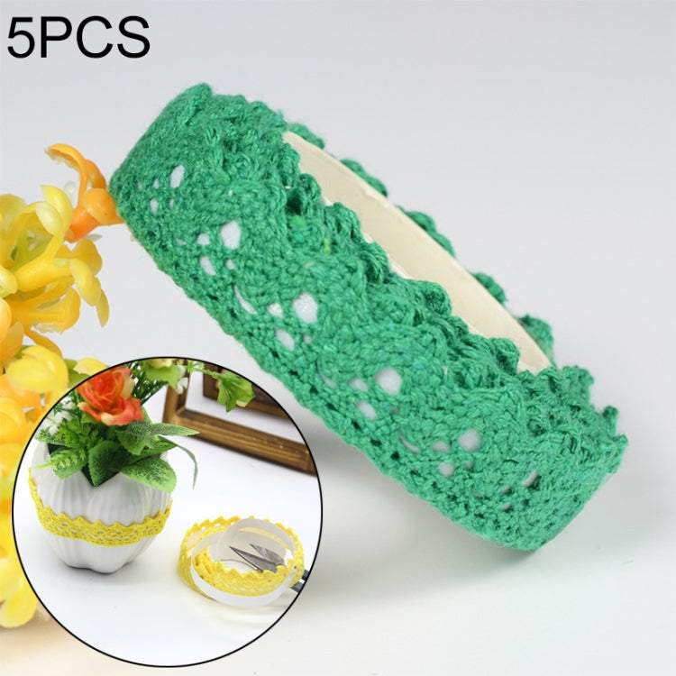 5 PCS Cotton Lace Fabric White Crochet Lace Roll Ribbon Knit Adhesive Tape Sticker Craft Decoration Stationery Supplies