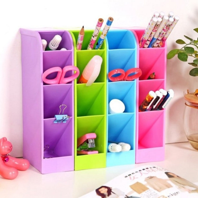 2 PCS Multi-function 4 Grid Desktop Pen Holder Office School Storage Case Plastic Box Desk Pen Pencil Organizer