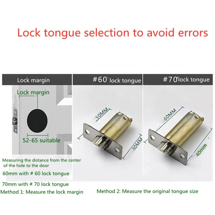 Ball Lock Indoor Bedroom Door Ball Lock Stainless Steel Bathroom Door Lock, Center Distance 60mm, Center Distance 70mm