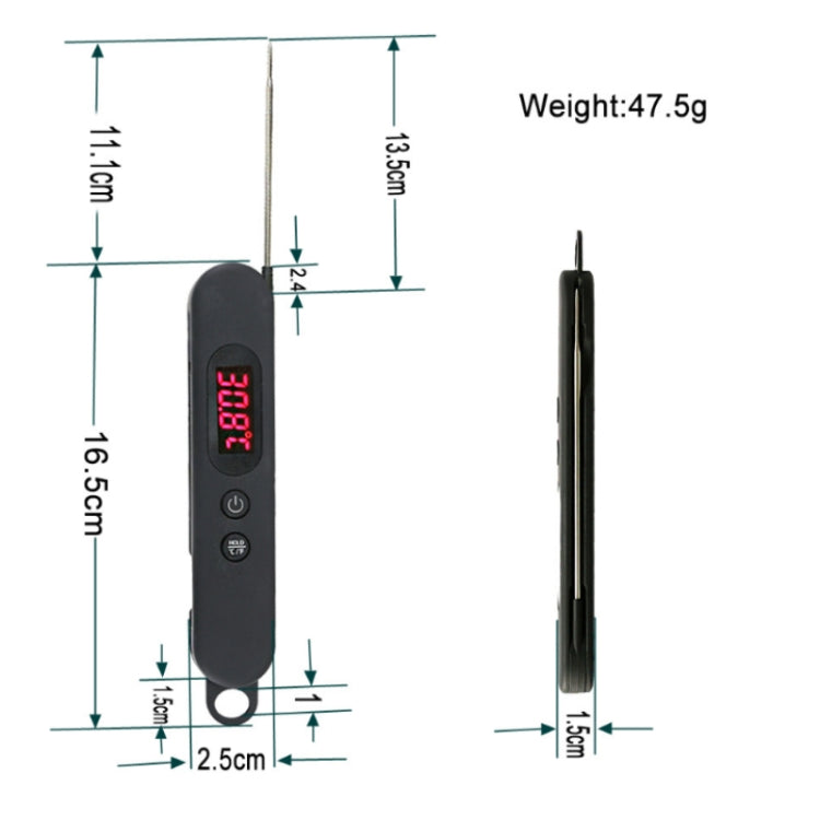 Folding Digital Meat Thermometer Probe Wireless Instant Read Kitchen Cooking Food Long Stainless Steel Probe BBQ Thermometer, BBQ Probe