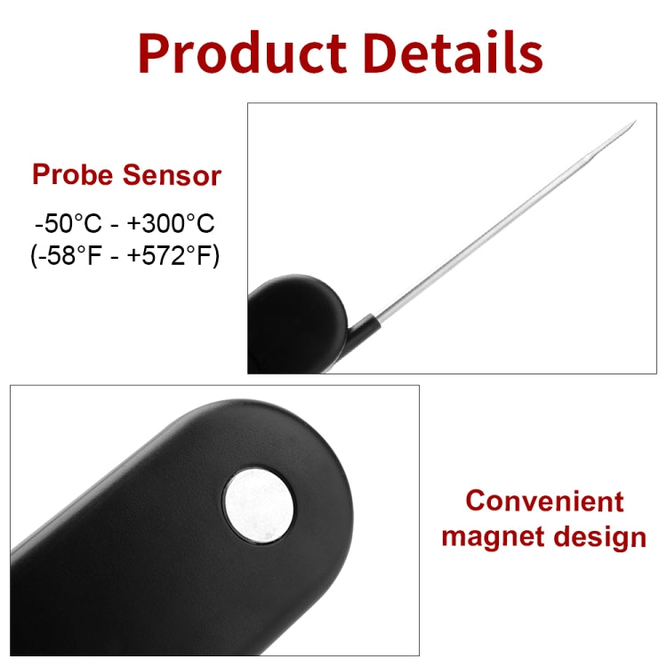 Folding Digital Meat Thermometer Probe Wireless Instant Read Kitchen Cooking Food Long Stainless Steel Probe BBQ Thermometer, BBQ Probe