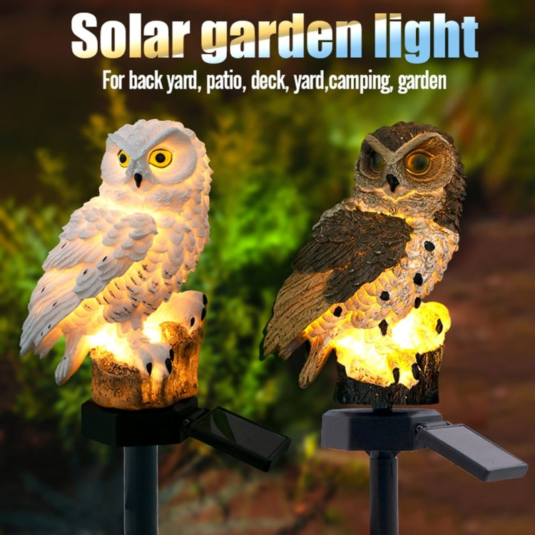 Solar Powered Owl Shape LED Night Light Garden Lawn Lamp, White, Brown