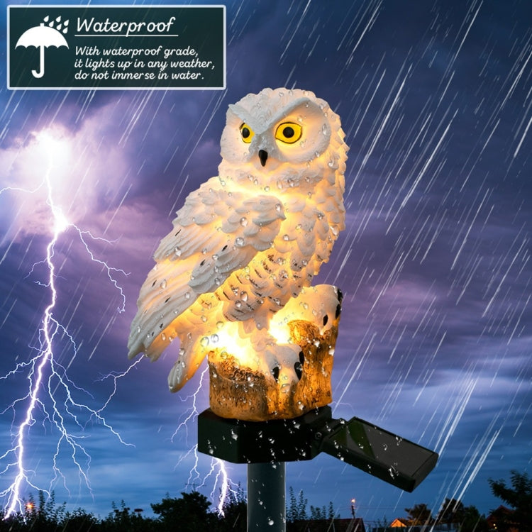 Solar Powered Owl Shape LED Night Light Garden Lawn Lamp, White, Brown