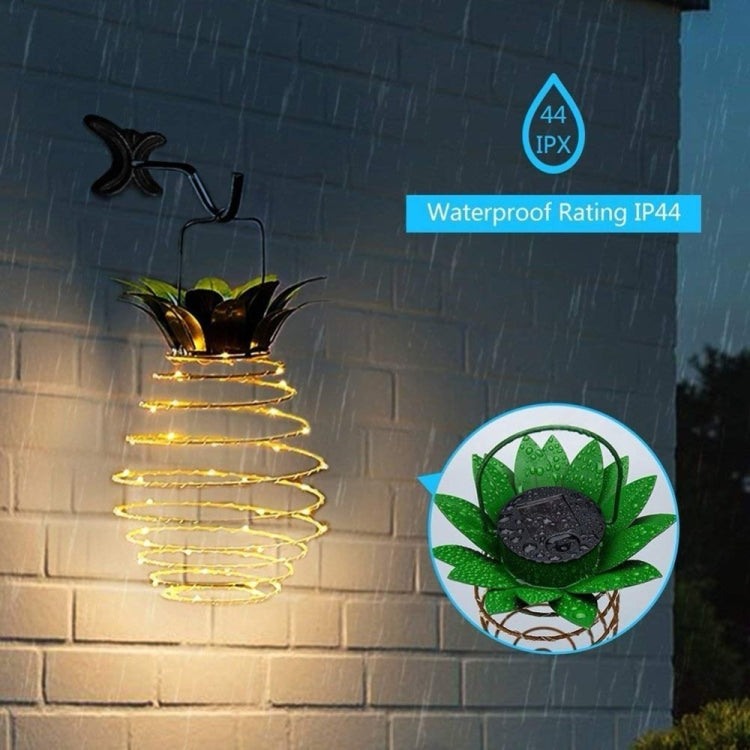 30 LEDs Outdoor Iron Pineapple String Solar Lantern Telescopic Chandelier Modern Porch Light, 30 LEDs