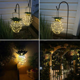 30 LEDs Outdoor Iron Pineapple String Solar Lantern Telescopic Chandelier Modern Porch Light, 30 LEDs