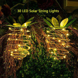 30 LEDs Outdoor Iron Pineapple String Solar Lantern Telescopic Chandelier Modern Porch Light, 30 LEDs