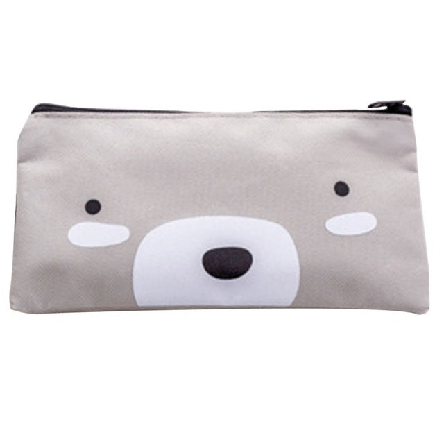 2 PCS Cartoon Dog Simple Big Capacity Pencil Bag Office School Student Supplie Stationery, Grey, Blue, Dark Blue, Light Yellow Grey Grey