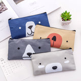 2 PCS Cartoon Dog Simple Big Capacity Pencil Bag Office School Student Supplie Stationery, Grey, Blue, Dark Blue, Light Yellow
