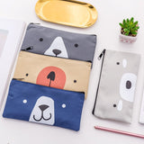2 PCS Cartoon Dog Simple Big Capacity Pencil Bag Office School Student Supplie Stationery, Grey, Blue, Dark Blue, Light Yellow