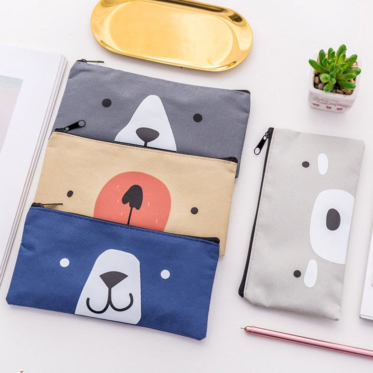 2 PCS Cartoon Dog Simple Big Capacity Pencil Bag Office School Student Supplie Stationery, Grey, Blue, Dark Blue, Light Yellow