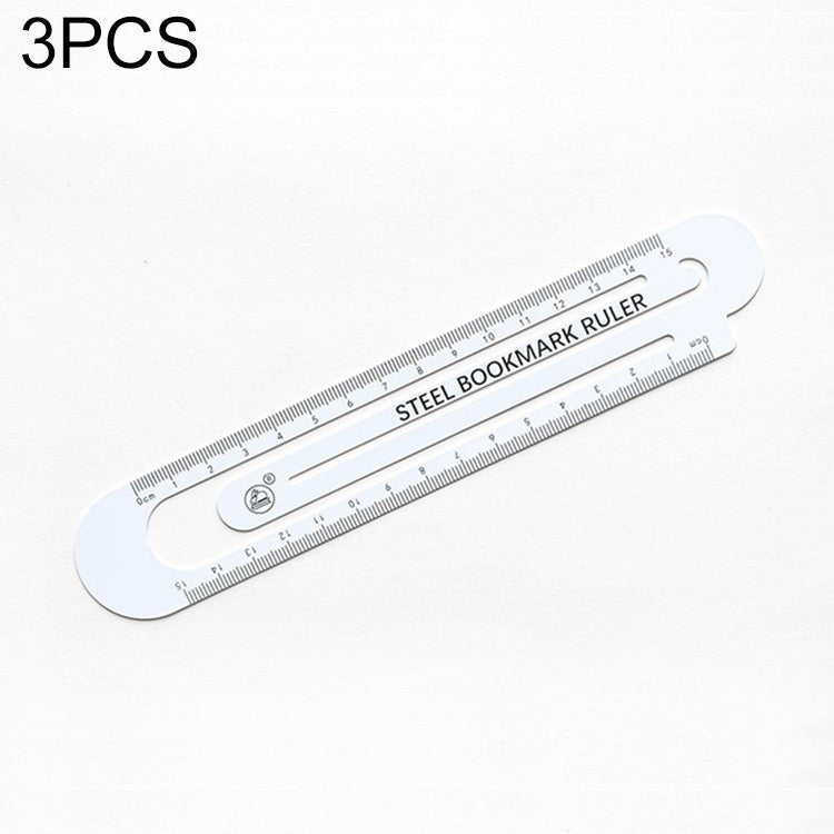 3 PCS Metal Steel Ruler Bookmark Drawing Supplies, 15CM Black, 15CM White, 12CM White, 12CM Black 15CM White