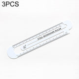 3 PCS Metal Steel Ruler Bookmark Drawing Supplies, 15CM Black, 15CM White, 12CM White, 12CM Black 15CM White