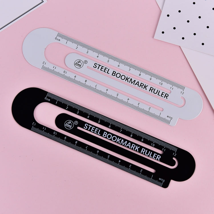 3 PCS Metal Steel Ruler Bookmark Drawing Supplies, 15CM Black, 15CM White, 12CM White, 12CM Black