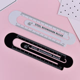 3 PCS Metal Steel Ruler Bookmark Drawing Supplies, 15CM Black, 15CM White, 12CM White, 12CM Black