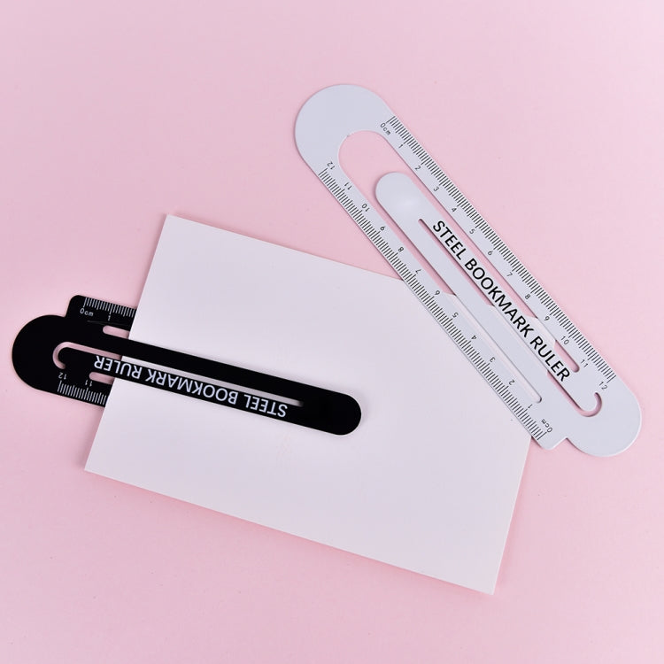 3 PCS Metal Steel Ruler Bookmark Drawing Supplies, 15CM Black, 15CM White, 12CM White, 12CM Black
