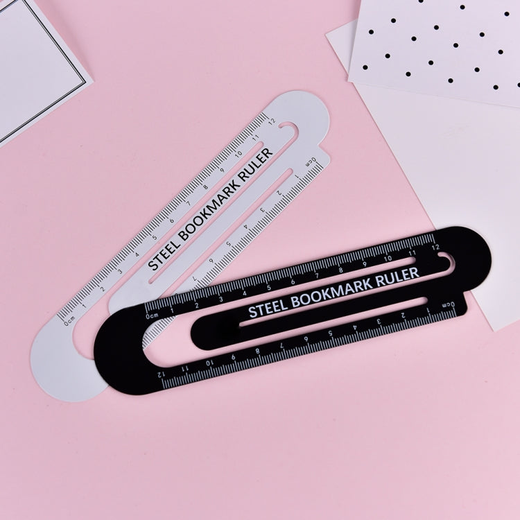 3 PCS Metal Steel Ruler Bookmark Drawing Supplies, 15CM Black, 15CM White, 12CM White, 12CM Black