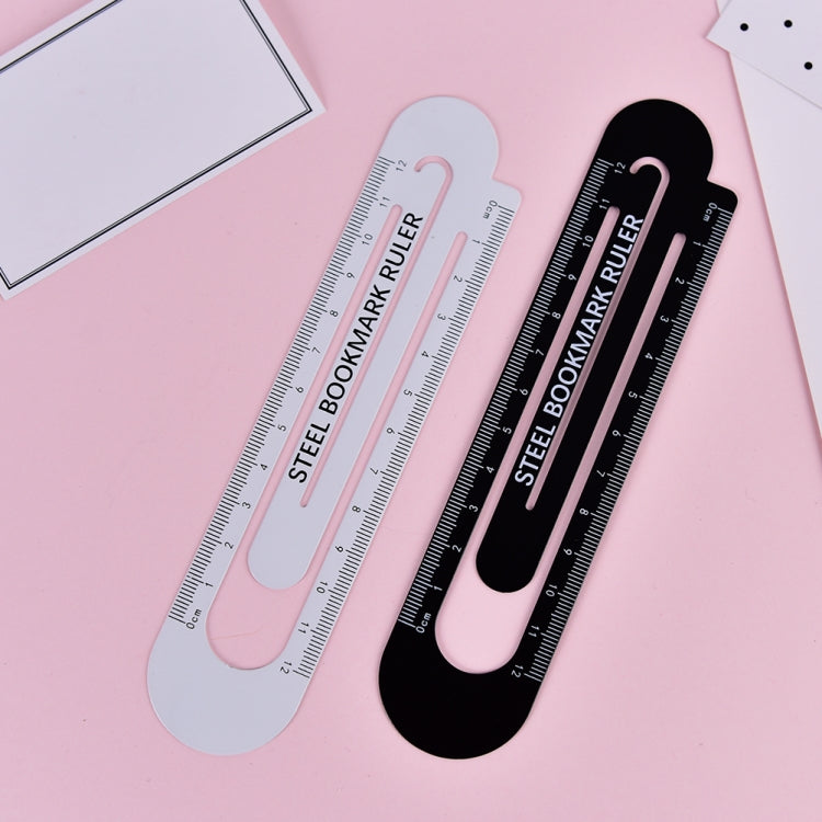 3 PCS Metal Steel Ruler Bookmark Drawing Supplies, 15CM Black, 15CM White, 12CM White, 12CM Black