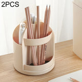 2 PCS Multi-function Rotating Plastic Gift Pen Holder Office Storage Box Beige