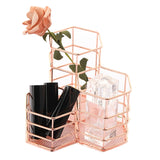 Pen Cup Holder Desk Hexagon Iron Hollow Makeup Brush Organizer Stationery Storage Container Hexagonal Penholder, Pen Cup Holder
