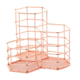 Pen Cup Holder Desk Hexagon Iron Hollow Makeup Brush Organizer Stationery Storage Container Hexagonal Penholder, Pen Cup Holder