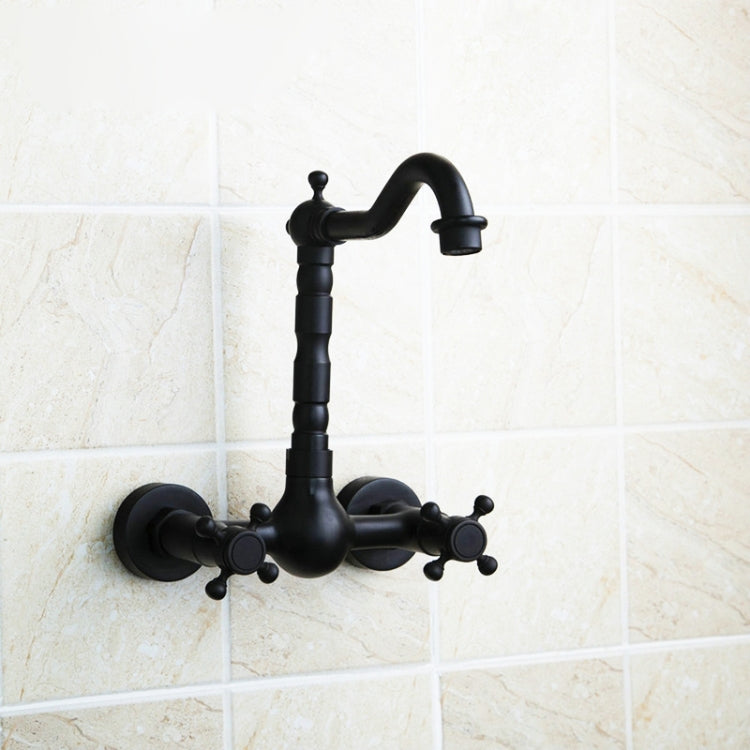 Wall-mounted Bathroom All Bronze Cold Hot Water Ancient Wall Faucet Black ancient