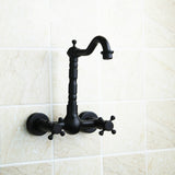 Wall-mounted Bathroom All Bronze Cold Hot Water Ancient Wall Faucet