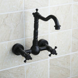 Wall-mounted Bathroom All Bronze Cold Hot Water Ancient Wall Faucet