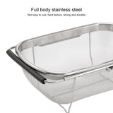 Stainless Steel Foldingf Filter Kitchen Tools Drainage Household Retractable Vegetable Fruit Basket, 24x34x11cm, 18x27x11cm